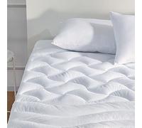 SLEEP ZONE Cubrecolchón refrescante tamaño King, cubrecolchón acolchado de primera calidad, funda protectora de colchón elástica, lavable a máquina, bolsillo profundo de 8 a 21 pulgadas (blanco, King)