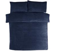 Sleepdown 5056242753766 Juego edredón y Fundas de Almohada de Forro Polar, Color Azul Marino, cálido y Acogedor, Poliéster, Doublé