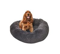 Sleepdown Cama Redonda de Peluche para Perro y Gato, Suave, Antideslizante, Lavable a máquina, pequeña (40 x 40 x 18 cm), Color Gris carbón