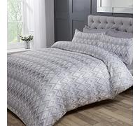 Sleepdown Chevron Jacquard Zig Zag - Juego de Funda de edredón de Lujo con Fundas de Almohada (220 x 260 cm)