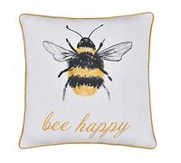Sleepdown Cojín con Relleno de Abeja, con Borde Ribeteado, Suave, Decorativo, de algodón, para decoración del hogar, sofá, Dormitorio y Coche, 45 x 45 cm, Color Blanco