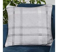 Sleepdown Cojín de algodón con Estampado de Cuadros para decoración del hogar, sofá, Dormitorio y Coche, 45 x 45 cm, Color Gris