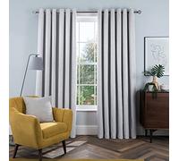 Sleepdown Cortinas Opacas con Forro de Lino con Ojales y Aislamiento térmico para Dormitorio y Sala de Estar, 46 x 54 Pulgadas, Color Plateado