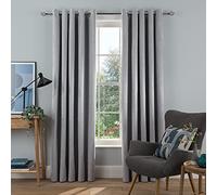 Sleepdown Cortinas Opacas Tejidas tonales con Ojales aisladas térmicamente para Dormitorio y Sala de Estar, 46 x 54 Pulgadas, Color Plateado