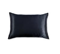 Sleepdown Funda de Almohada de Seda 100% para Cabello y Piel naturalmente hipoalergénica, Lisa, 22 Momme, 50 x 75 cm, Color Negro