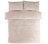 Sleepdown Juego de edredón de forro polar con funda de edredón y fundas de almohada, muy suave y doble, color marfil natural