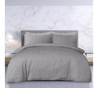 Sleepdown - Juego de Funda de edredón (250 Hilos), diseño de Rayas de satén, Suave, Calidad de Hotel, polialgodón