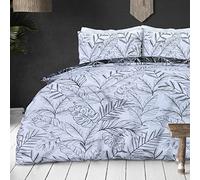 Sleepdown Juego de Funda de edredón con Fundas de Almohada, diseño Floral, Color Blanco y Negro, Reversible, Suave, fácil de cuidar, con Fundas de Almohada, 260 cm x 220 cm, matrimonio grande