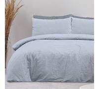 Sleepdown Juego de Funda de edredón de 100% algodón Puro teñido Liso Gris Funda de edredón y Fundas de Almohada Suave de fácil Cuidado, tamaño King (230 x 200 cm)