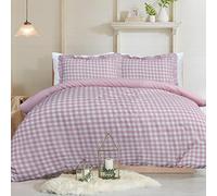 Sleepdown Juego de Funda de edredón de fácil Cuidado, diseño de Cuadros con Cuadros, Color Rosa