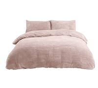 Sleepdown Juego de Funda de edredón de Forro Polar con Fundas de Almohada, térmica, cálida, súper Suave, súper King, Color Rosa Rubor