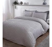 Sleepdown Juego de Funda de edredón de Lujo con Fundas de Almohada, diseño de Rayas, Color Gris nórdico, Suave y Acogedor de fácil Cuidado, con diseño de Rayas, Doble (200 x 200 cm)