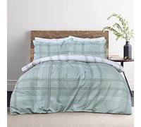 Sleepdown Juego de Funda de edredón Reversible a Cuadros de Color Verde gofre, Funda de Almohada, Suave y fácil Cuidado, tamaño King (230 x 220 cm)