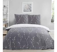 Sleepdown Juego de Funda de edredón Reversible de Color Blanco con Estampado Floral, ultrasuave, fácil de cuidar, hipoalergénico, 200 x 200 cm + 2 Fundas de Almohada de 80 x 80 cm