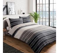 Sleepdown Juego de Funda de edredón Reversible de fácil Cuidado, Suave y Acogedor, diseño de Rayas texturizadas, Color marrón, 200 x 200 cm + 2 Fundas de Almohada de 80 x 80 cm