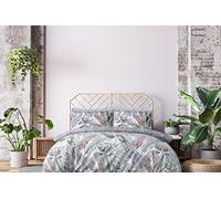 Sleepdown Juego de Funda de edredón y Funda de Almohada Reversible de 100% algodón Puro, Suave, fácil de cuidar, tamaño Individual (135 x 200 cm), diseño de Hojas, Multicolor