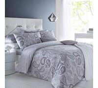Sleepdown Paisley - Juego de Funda de edredón y Funda de Almohada, diseño de Cachemira, Color Gris