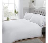 Sleepdown Pintuck - Juego de Funda de edredón con Fundas de Almohada, diseño de Rayas, Color Blanco de Lujo, fácil Cuidado, Suave y acogedora, tamaño Doble (200 x 200 cm)