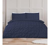 Sleepdown Rouched Pleat Navy Bedding Double Juego Fundas de Almohada (200 x 200 cm), Color Azul Marino, Algodón, Set edredón Doble