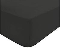 Sleepdown Sábana Bajera Ajustable Extra Profunda 68 Pick Negra Doble, Lino Algodón Polialgodón Poliéster, Doublé