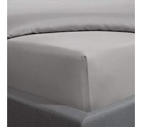 Sleepdown Sábana Bajera de satén de algodón 100% hipoalergénica, 40 cm, Extra Profunda, 300 Hilos, Ropa de Cama de Lujo, Color Plateado, Individual, 5056242767039