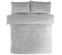 Sleepdown TeddyFleeceBeddingSet Grey Juego edredón de Forro Polar con Fundas de Almohada, térmica, cálida, acogedora, súper Suave, tamaño, Color Gris, King Duvet Set