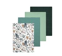 Sleepdown Toalla, Algodón, Verde, 4 x Tea Towels (46cm x 65cm)