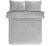 Sleepdown Waffle Teddy-Juego de Cama edredón y Fundas de Almohada (220 x 230 cm), Color Plateado, Poliéster, Matrimonio