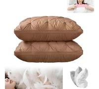 Sleephaven Pillow, Ergonomic Design Fluffy Pillows, Down Alternative Filling, for Back, or Stomach Sleepers, Breathable,Soft, Fluffy or Cool (Brown,M)