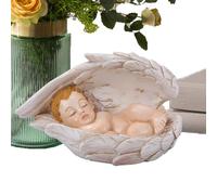 Sleeping Angel Figurine, Resin Baby Statue, Small Nativity Ornament with Wings, Peaceful Decor for Coffee Table, Window Sill, Nightstand, Display Cabinet, Bookcase, 4.72x2.76x2.91 Inches