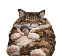 Sleeping Bag - 175x80cm Warm Cute Cat Washable for Indoors | Fleece Lining with Cartoon Animal Embroidery & Oversized Hood for Bedroom, Guest Rooms, Dormitories and Cold Weather Napping