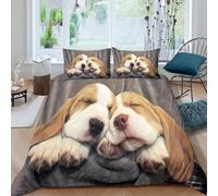 Sleeping Beagle Style Funda Edredon Microfibra Juego de Ropa de Cama de 3 Piezas Impresión 3D Cierre de Sleeping Beagle Estilo Funda de Edredón Funda de Almohada a Juego Transpirable for Ancianos