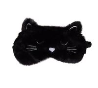Sleeping Blindfold Soft Plush Eye Masks Cute Kitten Cover Light-Blocking and Breathable(Black)
