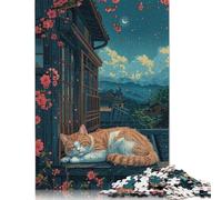 Sleeping Cat in Japanese Garden Rompecabezas Imposible,desafío for Adults Juego Educativo 1000 Piezas Obra De Arte De Juego De para Adultos Y Niños A Partir De 12 Años 1000pcs (75x50cm)
