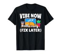 Sleeping Cat Programador AI Desarrollador Vibe Coding Cat Camiseta