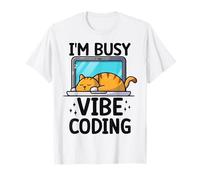 Sleeping Cat Vibe Coding Divertido Programador AI Desarrollador Humor Camiseta