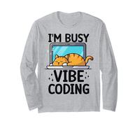 Sleeping Cat Vibe Coding Divertido Programador AI Desarrollador Humor Manga Larga
