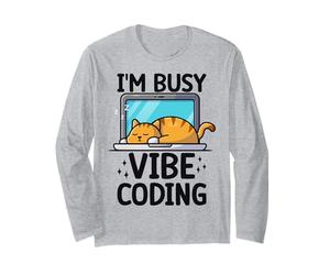 Sleeping Cat Vibe Coding Divertido Programador AI Desarrollador Humor Manga Larga