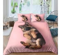 Sleeping German Shepherd Funda Edredon Juego de Ropa de Cama de 3 Piezas Impresión 3D Cierre de Sleeping German Shepherd Funda de Edredón Funda de Almohada a Juego for Ancianos Double（200x200cm）