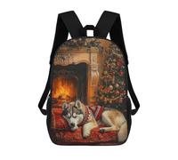 Sleeping Husky Dog by Fireplace Christmas Scene Mochila, Mochila Escolar Impresa En 3D, Bolsa Para El Almuerzo Escolar, Mochila De Viaje, Mochila Para Amigos, Mochila Escolar Para Niñas Y Niños 17inch