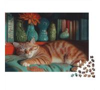 Sleeping Orange Cat Rompecabezas 1000 Piezas Gato Naranja durmiendo en Paz Estéticos Y Desafiantes Entretenimiento Creativo Regalos para Mujeres, Regalos para Hombres para Adultos Y Niños Mayores 38x
