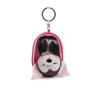 Sleeping Pets 63165 - Llavero murciélago, 8 cm, en su cestita, Multicolor, Fiel acompañante de Peluche para Mochila o Bolso, Llavero para pequeños y Mayores