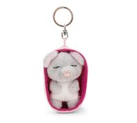 Sleeping Pets 63166 - Llavero ratón, 8 cm, en su cestita, Multicolor, Fiel acompañante de Peluche para Mochila o Bolso, Llavero para pequeños y Mayores