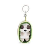 Sleeping Pets 63168 - Llavero Mapache, 8 cm, en su cestita, Multicolor, Fiel acompañante de Peluche para Mochila o Bolso, Llavero para pequeños y Mayores