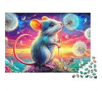 Sleeping Ratón Puzzle para Adultos Divertido 300 Piece Estilo de Dibujos Animados Decoración, Alivio del Estrés, Juego Educativo, Juego Intelectual, Relajación E Inteligencia (300pcs (40x28cm))