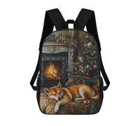 Sleeping Shiba Inu Christmas Fireplace Shiba Inu Christmas Art Mochila Escolar Infantil Impresa En 3D Para Niños, Mochilas De Viaje, Bolsas Para Libros Para Niños Estudiantes De Primaria 17inch