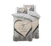 Sleeptime Juego de ropa de cama de 4 piezas, 135 cm x 200 cm, 4 piezas, color marrón, diseño de amor, suave y no necesita planchado, con cremallera, juego de ropa de cama con 2 fundas de almohada de