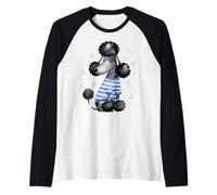 Sleepy Black Caniche Stars and Moon Dog Lover Pijama para Dormir Camiseta Manga Raglan