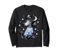 Sleepy Black Caniche Stars and Moon Dog Lover Pijama para Dormir Manga Larga