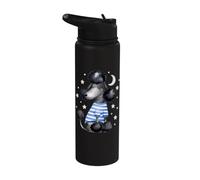 Sleepy Black Caniche Stars and Moon Dog Lover Pijama para dormir Stainless Steel Insulated Water Bottle